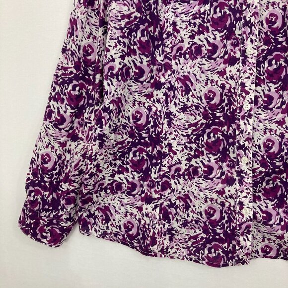 Style & Co. size 18 Purple White Abstract Print Cotton Long Sleeve Button Down - Picture 4 of 8
